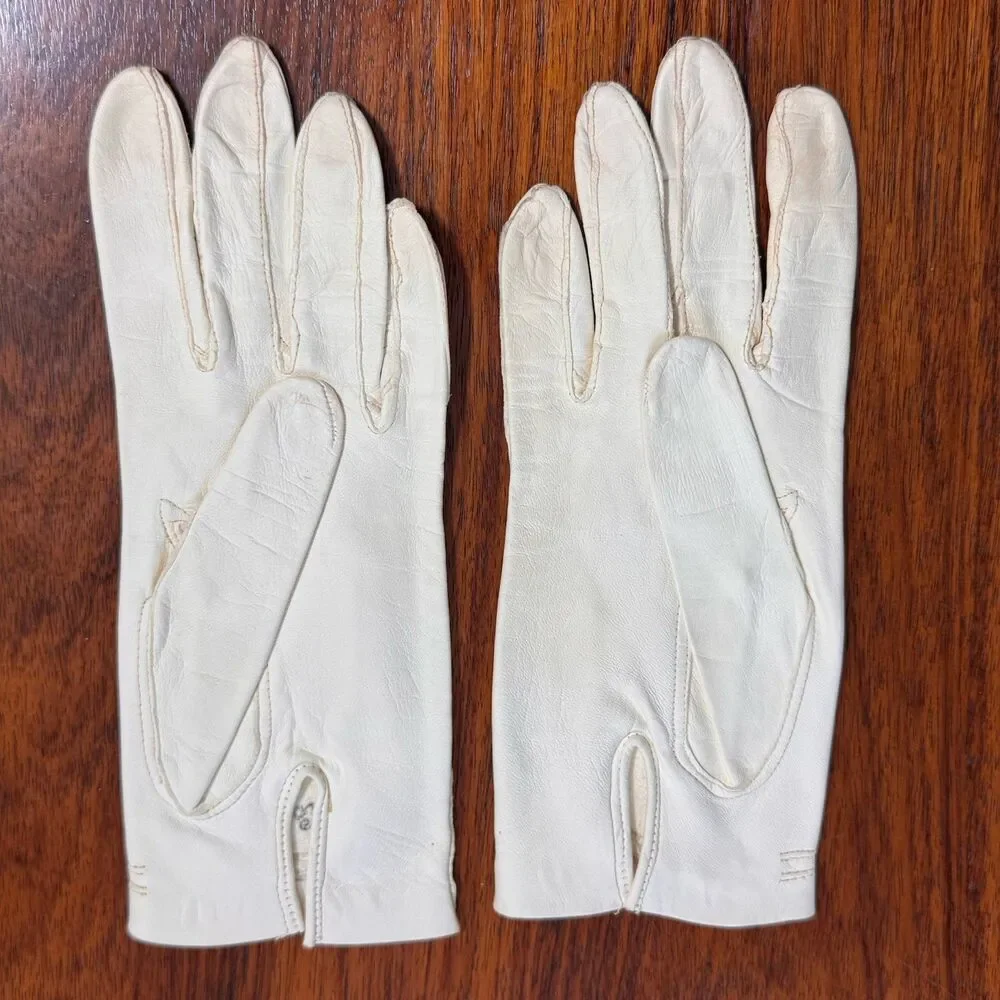 Vintage Corliss White Gloves Kid Leather Size 7.5 Made In Italy